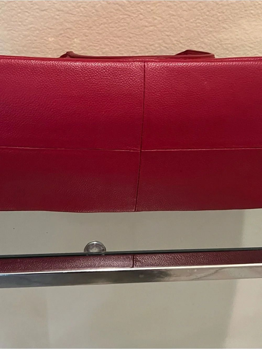 Joy & Iman Red Genuine Pebble Leather Dome Satchel - Elegant Women’s Handbag